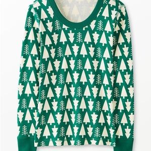 Hanna Andersson Forest Green and White Tree Pajama Set